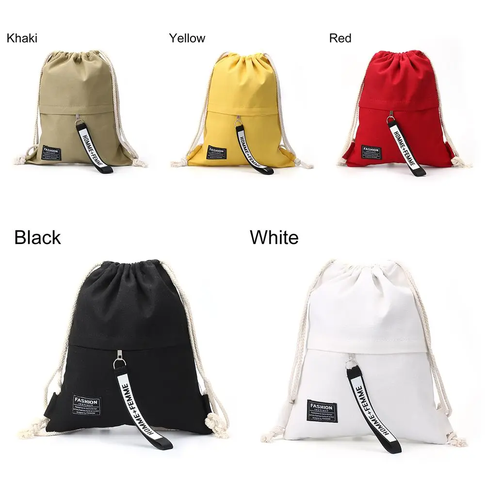 Portable Handbag Travel Pouch Canvas Drawstring Backpack String Knapsack School Back Pack School Gym Drawstring Bag