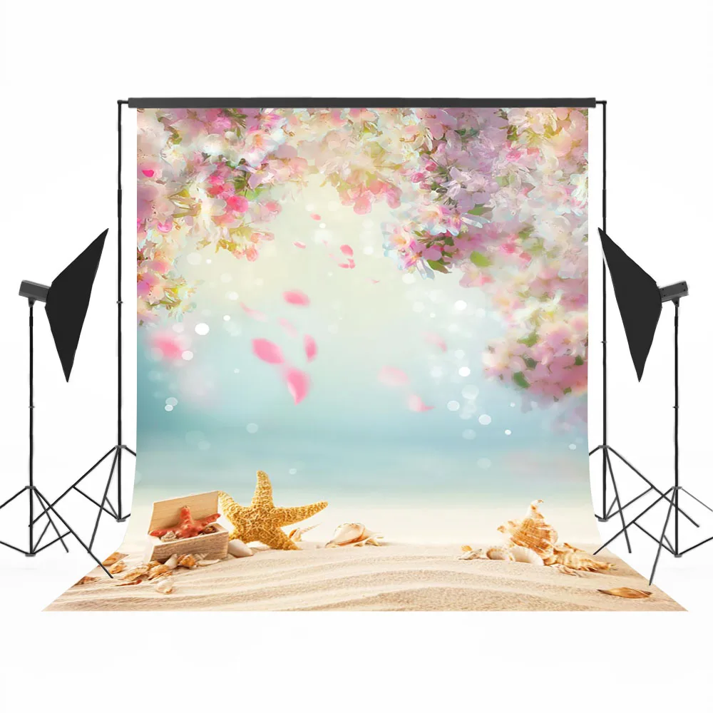 Mocsicka Floral starfish Background Under the Sea Spring Fantasy Photography Backdrop Sand Beach Backgrounds For Photo Studio