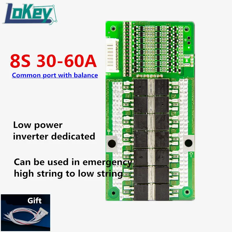 

8S BMS 30A 40A 60A 24V Lifepo4 common port with balance protection board for motorcycle start electric wheelchair inverter