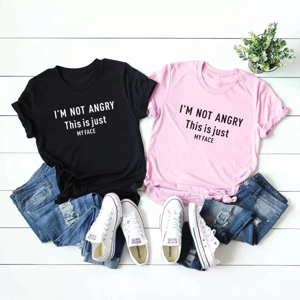 I'm not angry this is just my face Letters women for Friend T Shirt Tee Ladies Women Gardening  lady is the New Cat Lady Farmer