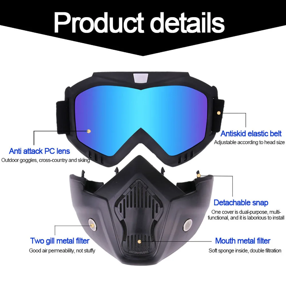 Outdoor Sport Windproof Mask Goggle HD Motorcycle Glasses Snowboard Eyewear Riding Motocross Summer UV Protection Sunglasses