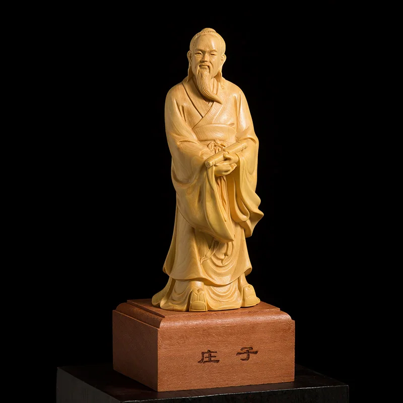 Chuang Tzu-Hand-Carved Solid Wood Miniature Ornament, A Nod to Chinese, Ideal Gift for History