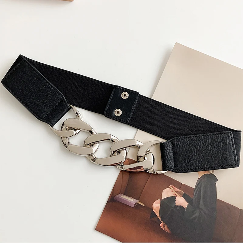 Luxury Belt Women Dress Wide Luxury Waistband Punk Leather Ladies Fashion Stretch Waist Belts Casual Dress ceinture PJ436