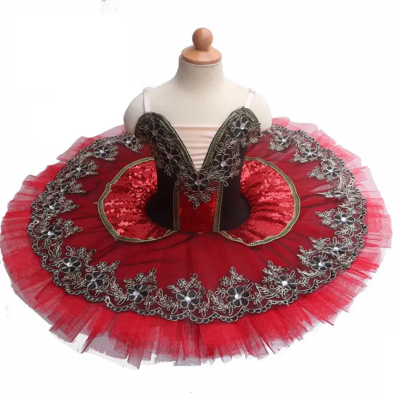 Red Professional Ballet Tutu Ballet Dresses For Adults Child Kids Pancake Swan Lake Ballerina Tutu Ballroom Dance Dress Girl