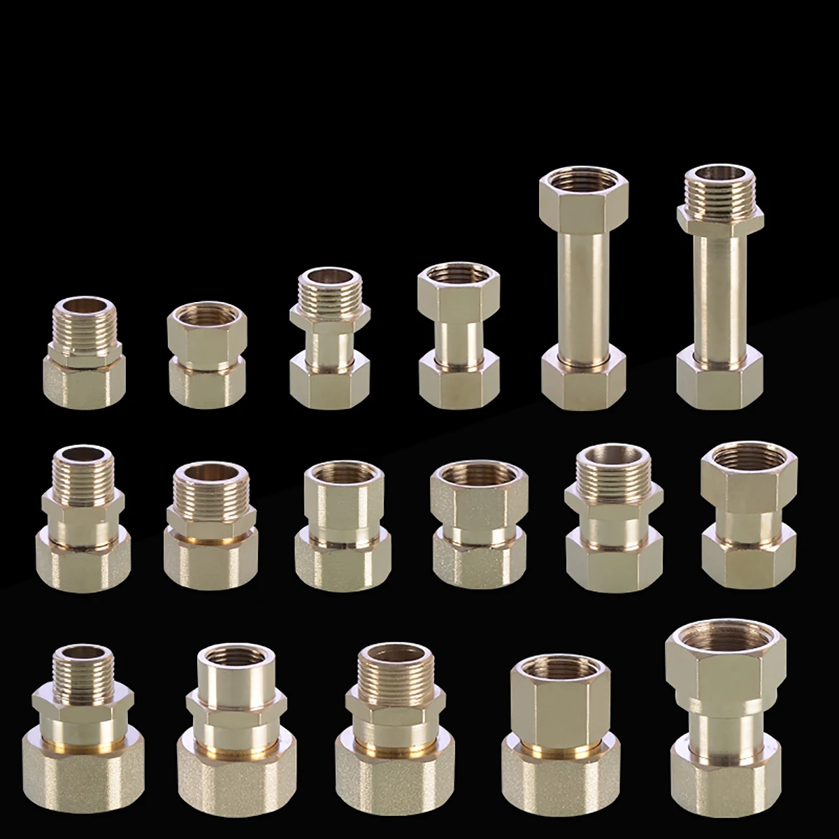 Nickel plated Brass Union Reducing Straight Connector 1/2 3/4 1" Male/Female Thread Compression Connector Plumbing Pipe Fitting