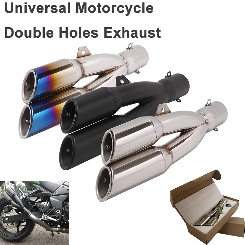 Universal Motorcycle Exhaust Modified 51mm Scooter Muffler Double Hole DB Killer For Ninja 300 Z800 Z900 R3 R15 CBR3000 ATV Z650