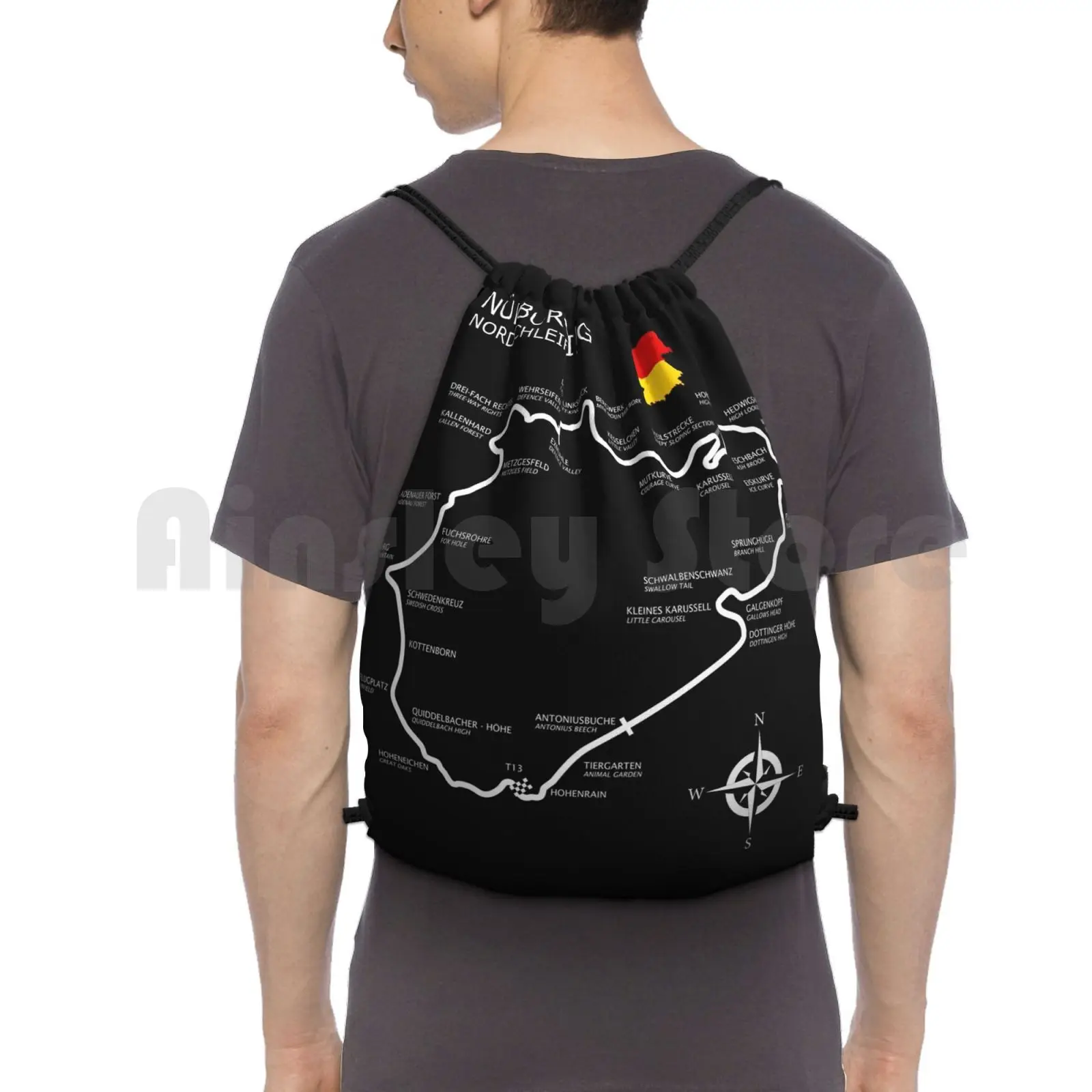 The Nurburgring-Nordschleife Backpack Drawstring Bags Gym Bag Waterproof Nurburgring Grand Prix Grand Prix Circuit