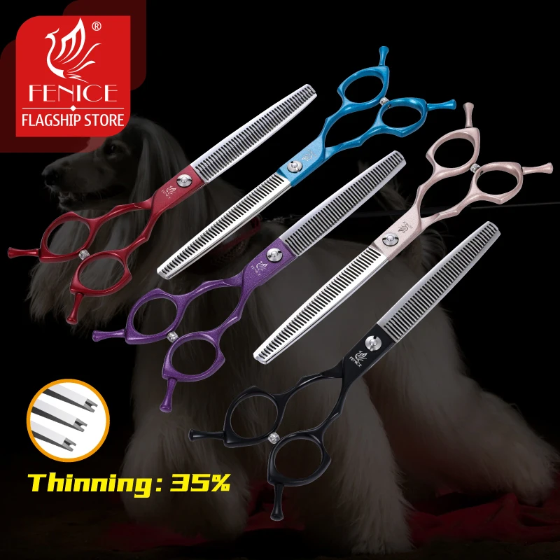 Fenice 6.5/7.0 inch JP440C Steel Professional Pet Thinning Scissors Dog Grooming Shears Thinning Rate 35%