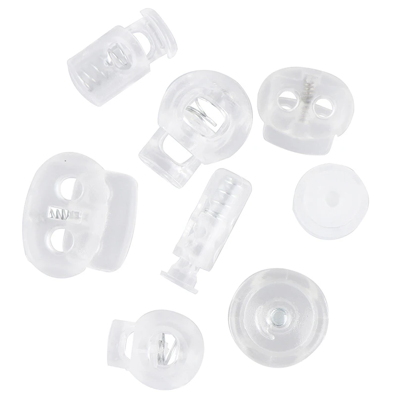 10pcs Transparent Cord Lock Plastic Stopper Cord Ends Toggles Clip Buckle Frost Shoelace Sportswear DIY Bag Shoes Accessories