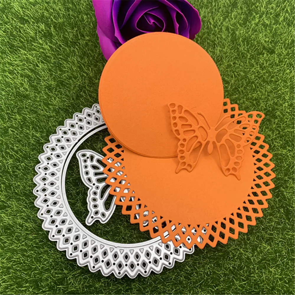 Круглый фон с бабочкой, металлические штампы, трафареты для «сделай сам», скрапбукинг, декоративное тиснение, ручная работа, штамповочный шаблон