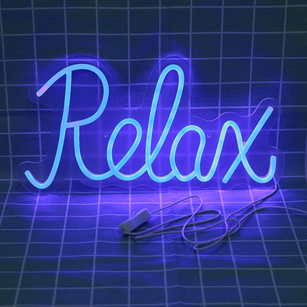 Relax Flexible Neon Sign Wall Art Decor for Studio, Home Party, Shop Window, Restaurant Room Decoration, Acrylic LED Neon Sign