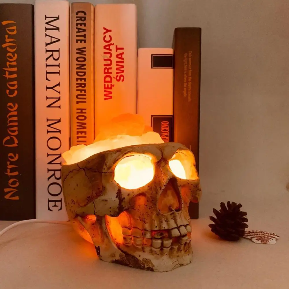 

New USB Crystal Light natural himalayan salt lamp Skull Pakiatan Dimmable Night Light Indoor warm light table bedroom lava lamp