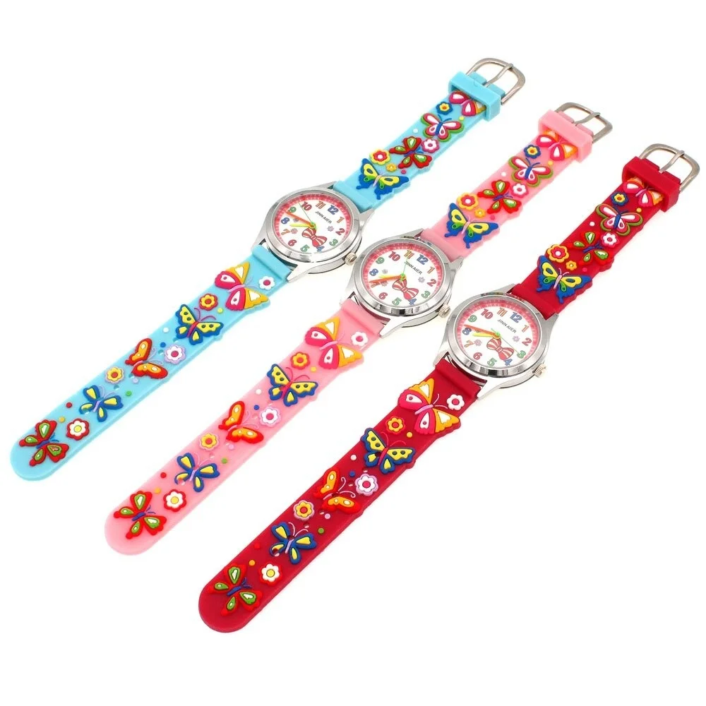 10Pcs 3D Kartun Butterfly Jam Kuarsa Jam Tangan Colorful Digital Anak Laki-laki Kecil Menonton Anak-anak Hadiah Pesta