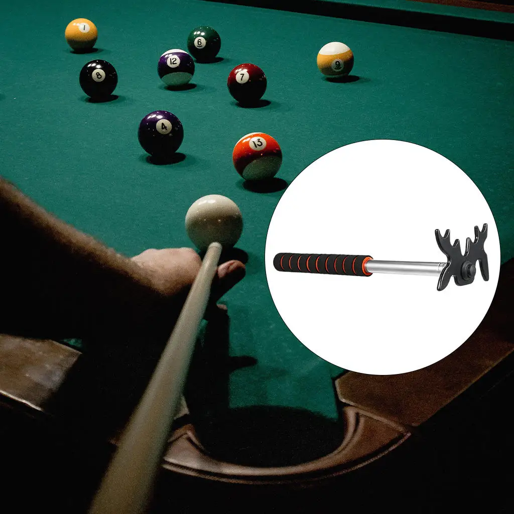 Retractable Billiards Pool Cue Stick with Removable Plastic Bridge Head Stainless Steel Portable for Indoor Competition