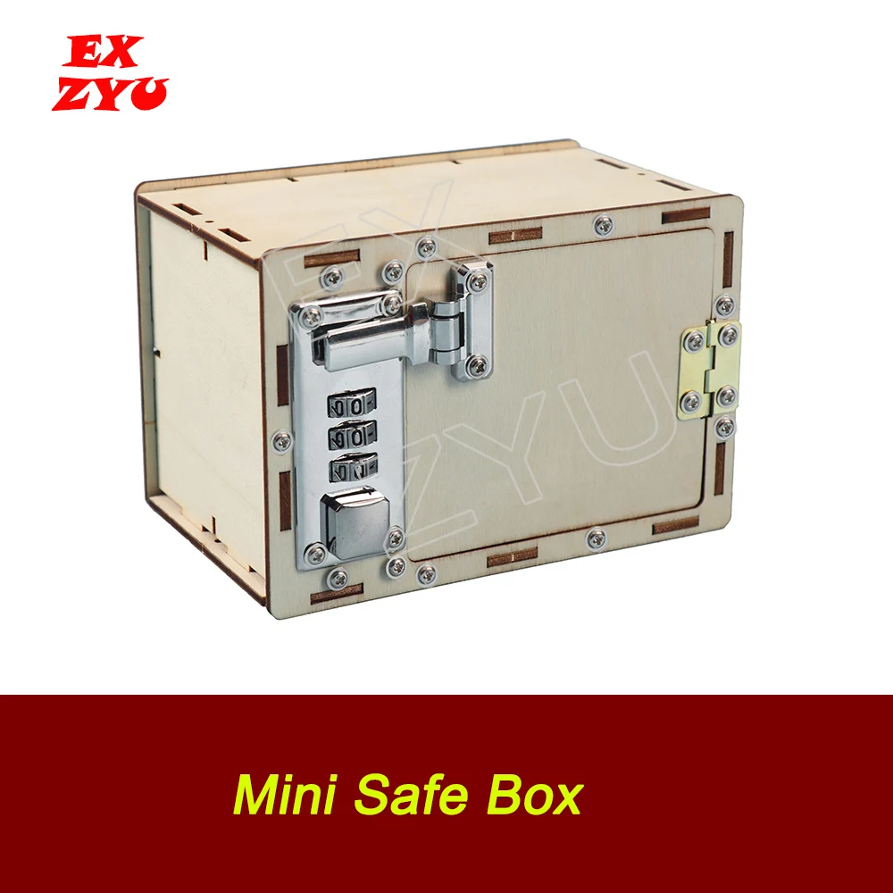 EXZYU Mini Safe Box Prop Real Life Escape Room Get the password to open the 3 numbers lock to get new clues Chamber Room