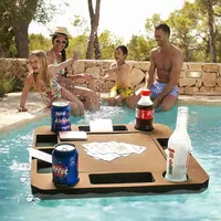 Waterproof Floating Game & Card Table Tray for Pool Or Beach Party Durable Foam Drink Holders with Playing Cards Lounge Float 6