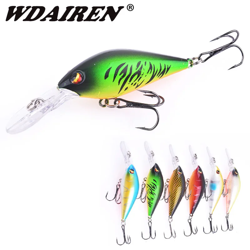 WDAIREN-Cebo duro de manivela, 8cm, 8,5g, señuelo de pesca flotante Minnows Wobbler con gancho 6 #, carpa, Lucio, trucha, curricán, aparejos de pesca