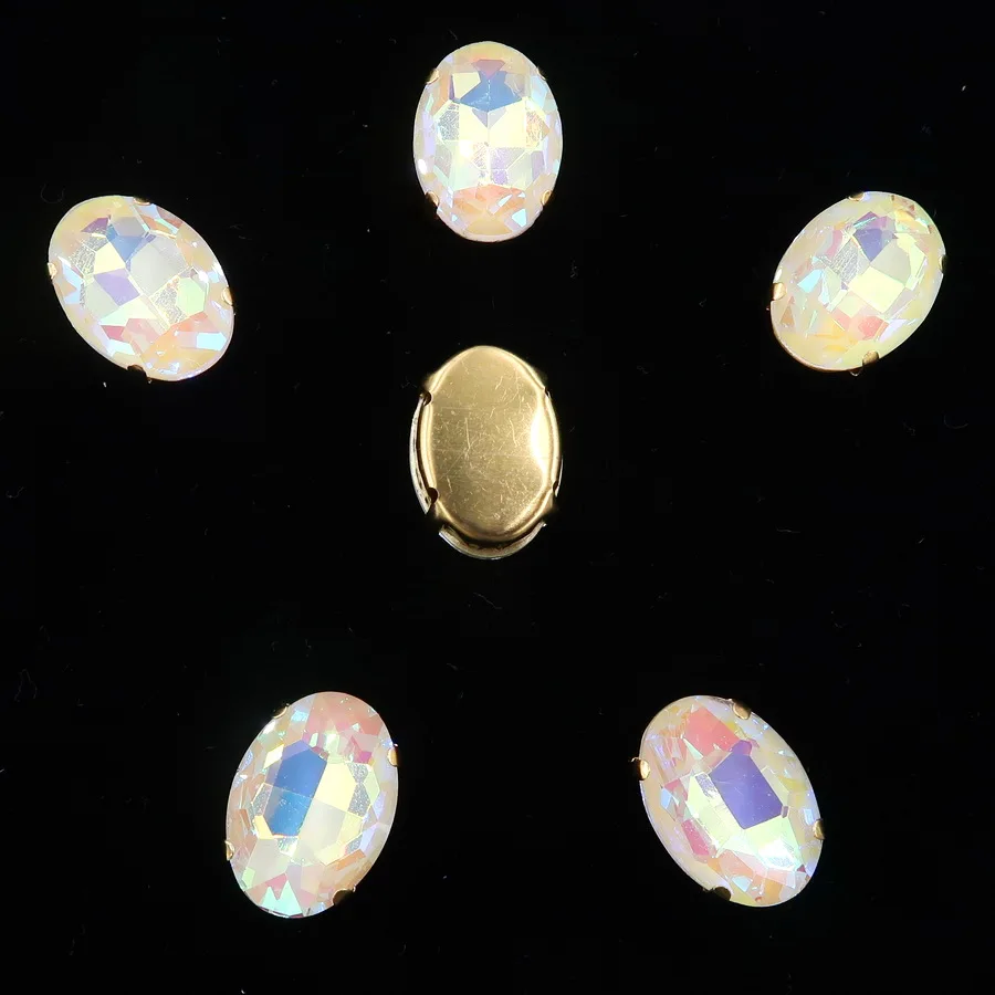 Ovale Gold-Krallenfassungen 10*14mm 13*18mm 20 Stück/Packung Regenbogen- & Jelly-AB-Farben Glaskristall zum Aufnähen Strass-Applikation DIY – Detail 10