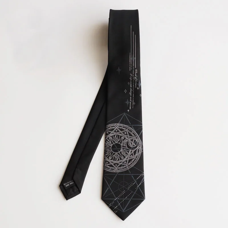 Free shipping New Men's fashion Original Wheel of Destiny Tarot Black Tie Dark Pattern Personality Divination necktie