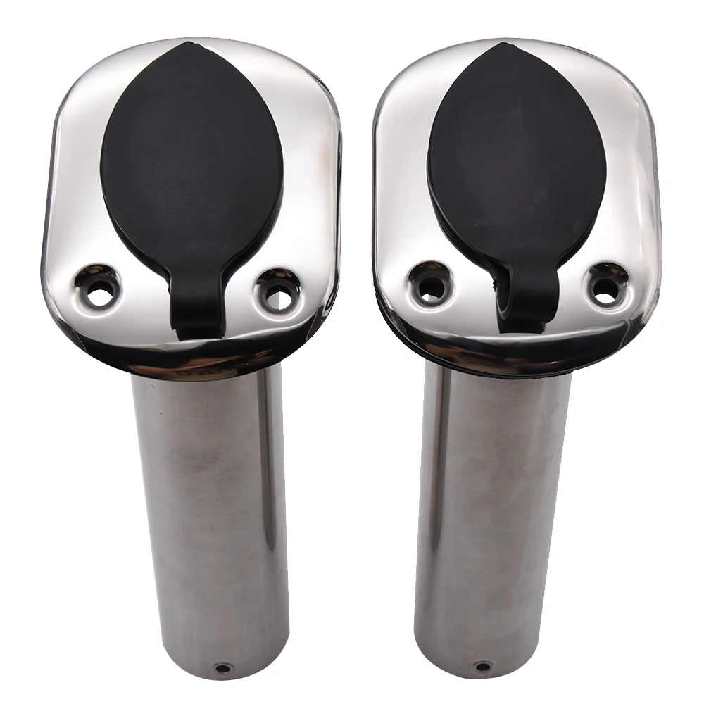 

2 Pcs Stainless Steel Flush Mount Fishing Rod Holder for marine boat yacht accessories 30 / 90 Degree rod holder with cap