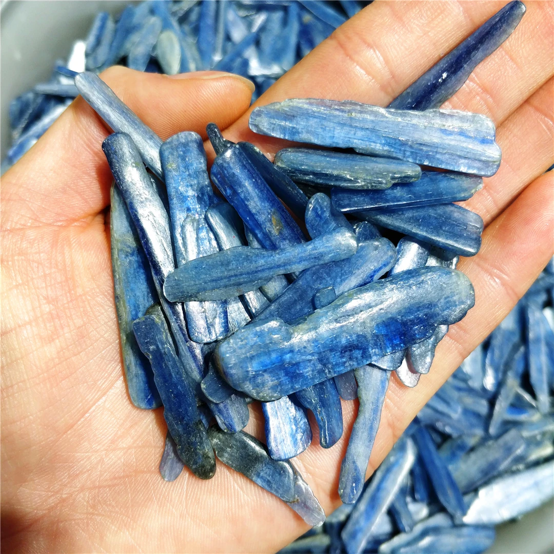 Tự Nhiên Thạch Anh Màu Xanh Dương Kyanite Tinh Thể Phẳng Thanh Lát Cắt Cyanite Khoáng Thạch Anh Búi Tó Sỏi Hạt Đá Lành Vườn Bể Trang Trí