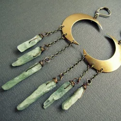 Moon Earrings  Raw Crystal Earrings  Crescent Moon Jewelry