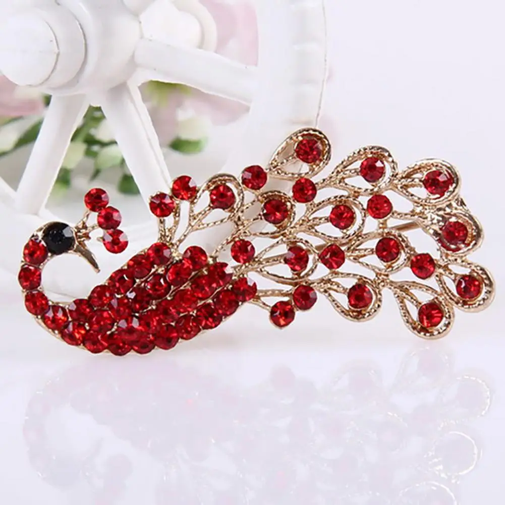 Fashion Peacock Brooch Pin Crystal Rhinestone Lovely Animal Brooch Pin Women Collar Pin Jewelry Accessories for Wedding