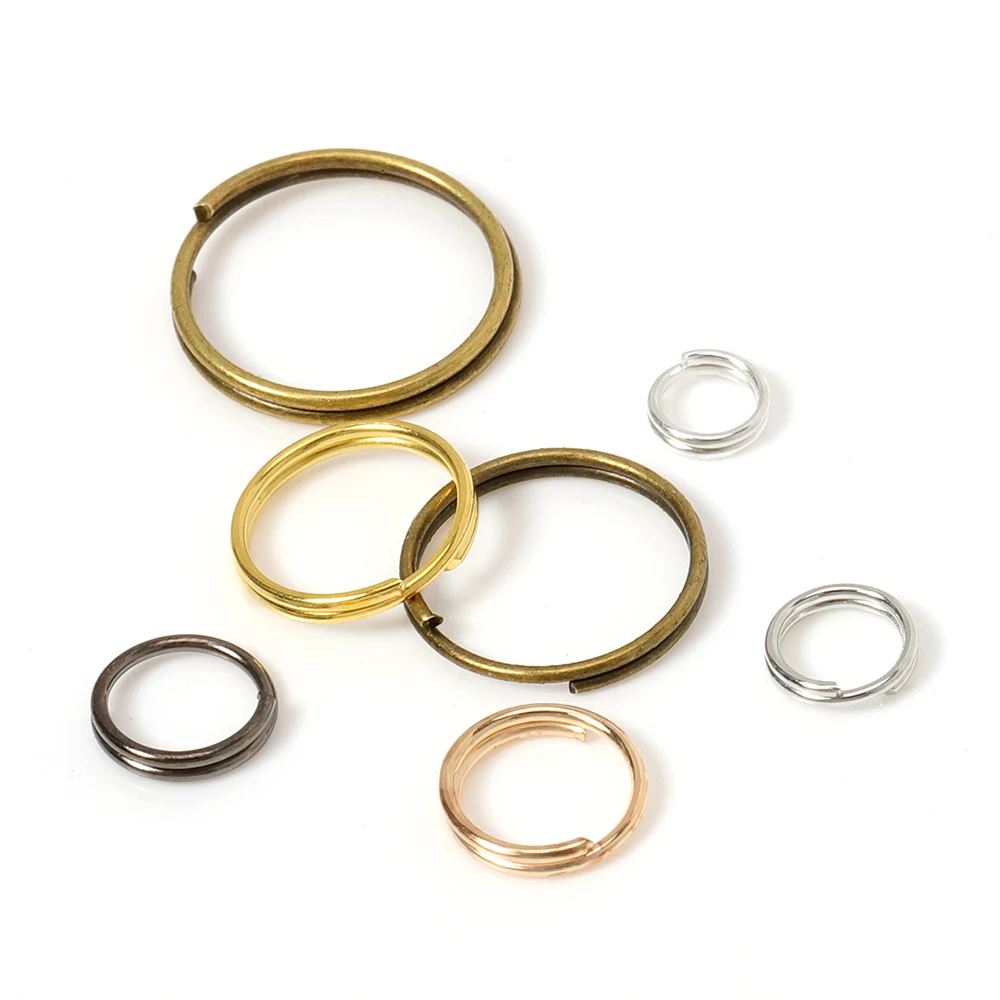 200pcs Key Holder Open Jump Rings Split Rings Double Loops Circle 5-14mm Rings for Key fobs Connectors for Jewelry Making DIY