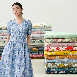 Floral Printed Cotton Pastoral Twill Muslin Fabric for Quilting Tops Dresses Shirts Needlework Patchwork By Half Meter