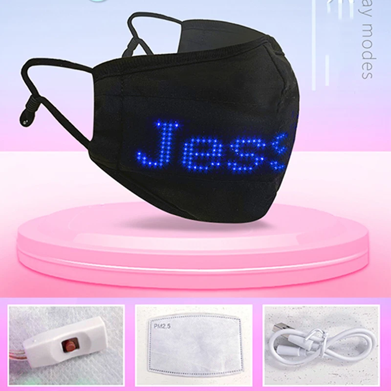 

Led Face Mask LED Luminous Face Mask Wireless Bluetooth Control DIY Personalized Scrolling Message Display Board Anti-Dust Mask