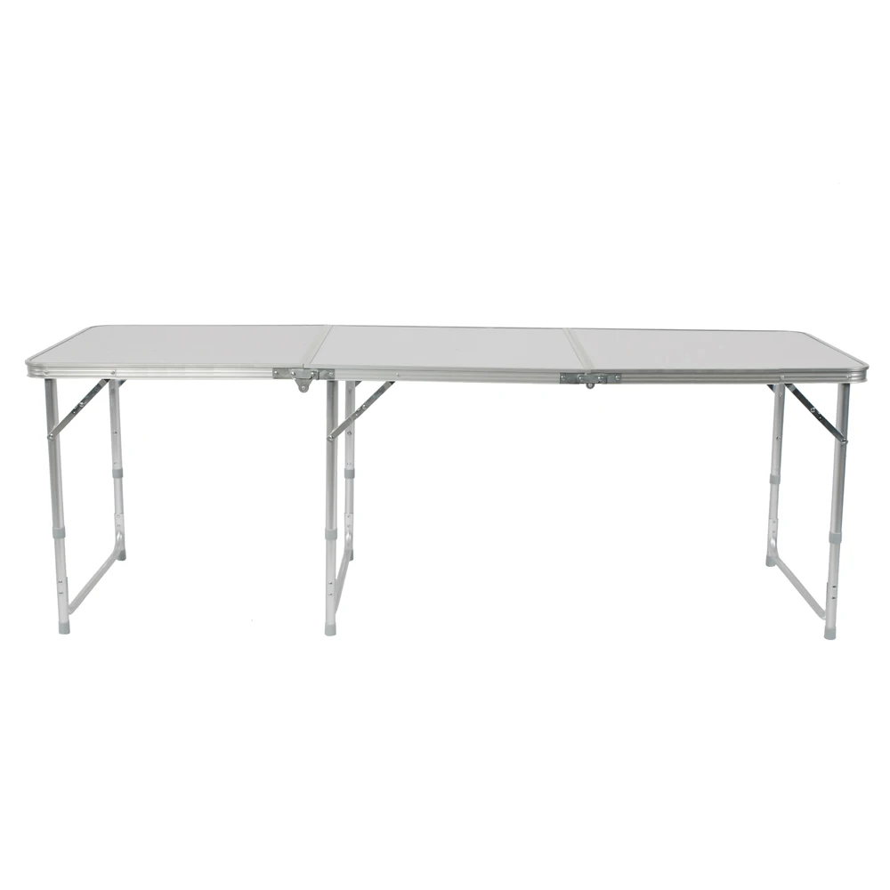 

180 x 60 x 70cm Aluminum Alloy Folding Table Camp Table Adjustable Collapsible White Table for Camping Outdoor Picnic - US Stock