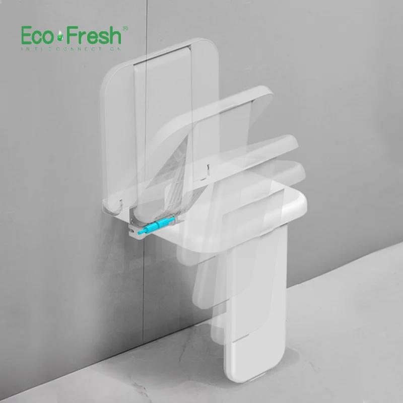 Ecofresh 300Kg Chịu Lực Gấp Phòng Tắm Phân Treo Tường Ghế Ngồi Vệ Sinh Gia Đình Tắm Tắm Cuốn Giày Êm Chân