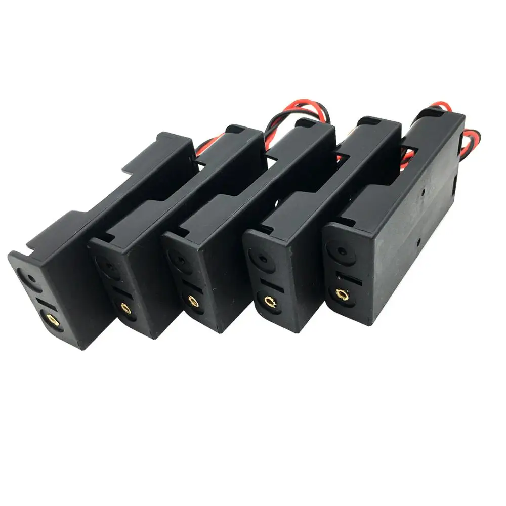 5Pcs AA Battery Case 2 x 1.5V AA Battery Holder Battery Box Black  Wire Leads