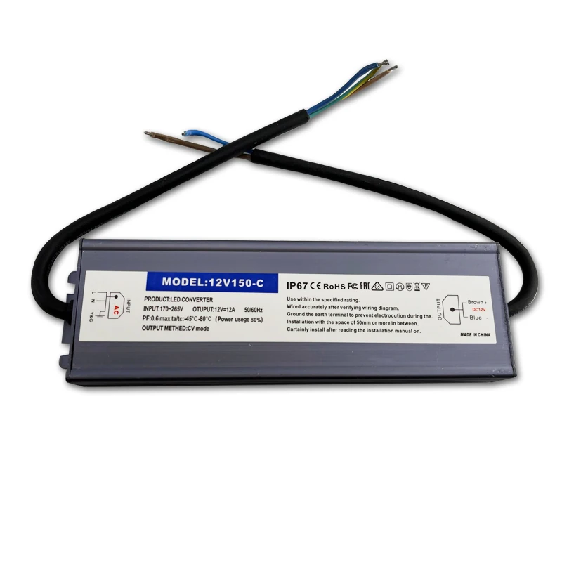 Waterproof IP67 Lighting Transformers DC 12V 24V Power Supply Led Driver For 5050 2835 3528 Led Strip Light