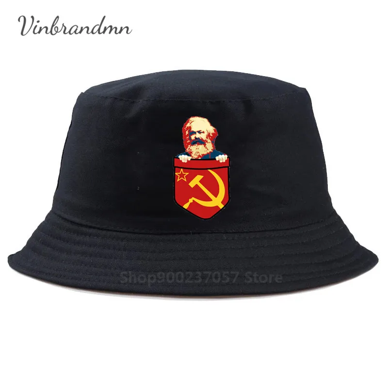 Karl Marx Communism Fisherman Hat Vintage Soviet Leader Retro CCCP USSR Patriotism Gorros Fishing Fisherman Hat