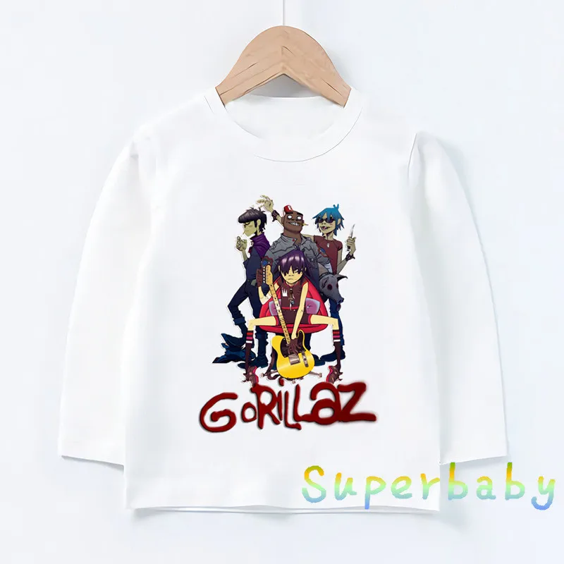 Children Gorillaz Rock Band ChakaKhan Noodle Print T shirt Baby Boys Girls Cartoon Funny Tops Kids Long Sleeve T-shirt,LKP2440