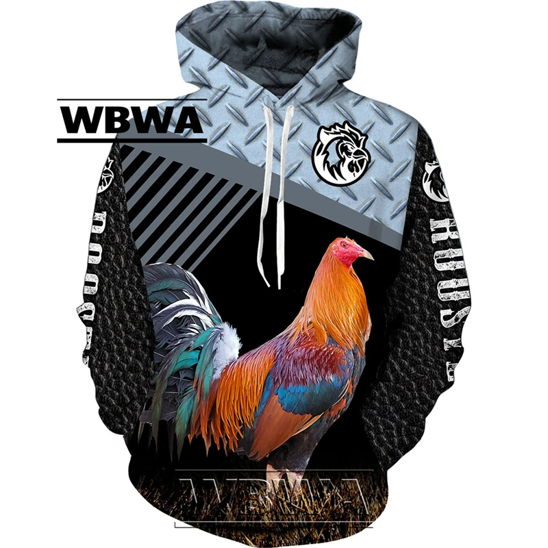 

WBWA Cool pheasant rooster hunting camouflage hoodie suit 3D printed rooster animal pullover+sports male and female clothing