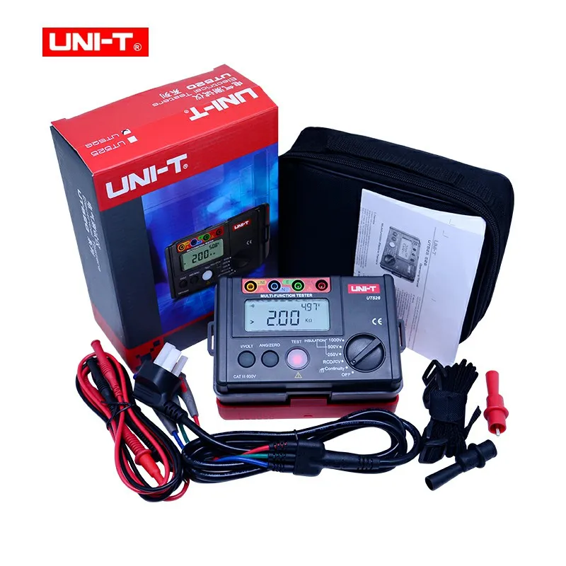 UNI-T UT526 Digital Electric Meter Multi-function Earth Resistance Meter AC DC Voltmeter/ RCD Test/Electrical Insulation Tester