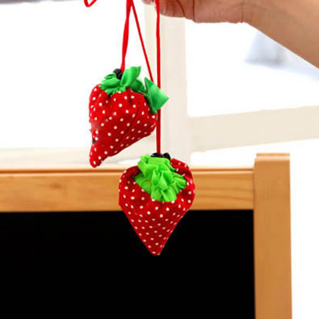 Strawberry Shape Shopping Bag Portable Shopping Bag Strawberry Folding Reusable Compact Eco Recycling Use Shopping Bag