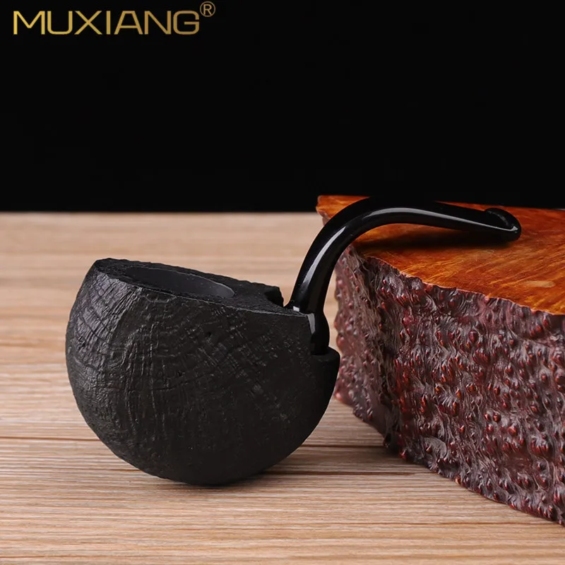 MUXIANG Handmade Briar Wood Pipe Smoke With Bent Acrylic Stem Mini Pocket Tobacco Smoking Pipe Convenient Pocket Pipe Free Style