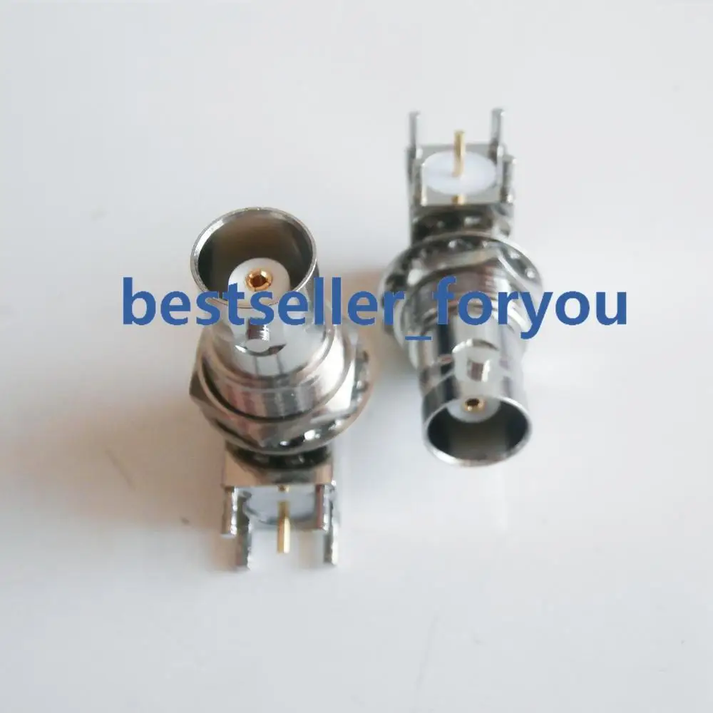 10Pcs BNC Q9 Female Jack With Nut Bulkhead Right Angle PC Board PCB Mount RF Connector