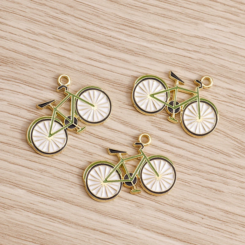 10pcs 27*18mm Sports Bicycle Charms for Jewelry Findings Enamel Bike Charms Necklaces Pendants Earrings Bracelets DIY Making