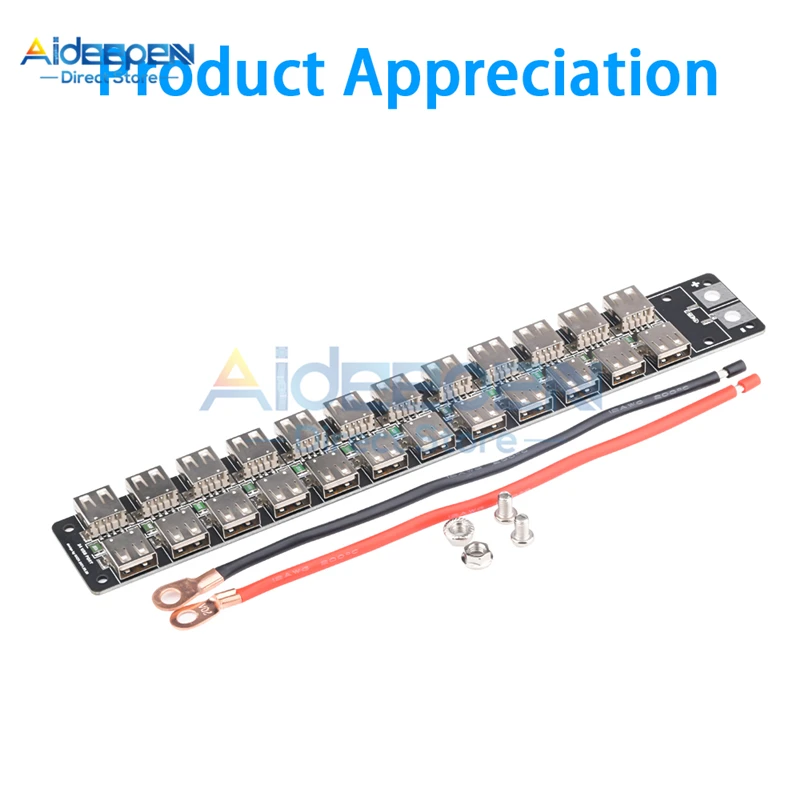 

24 Port USB Charger Module 4.8-5.2V 48A Input 24-port Fast Charging Socket With 12AWG Silicone Wire For Model Power Supply Board