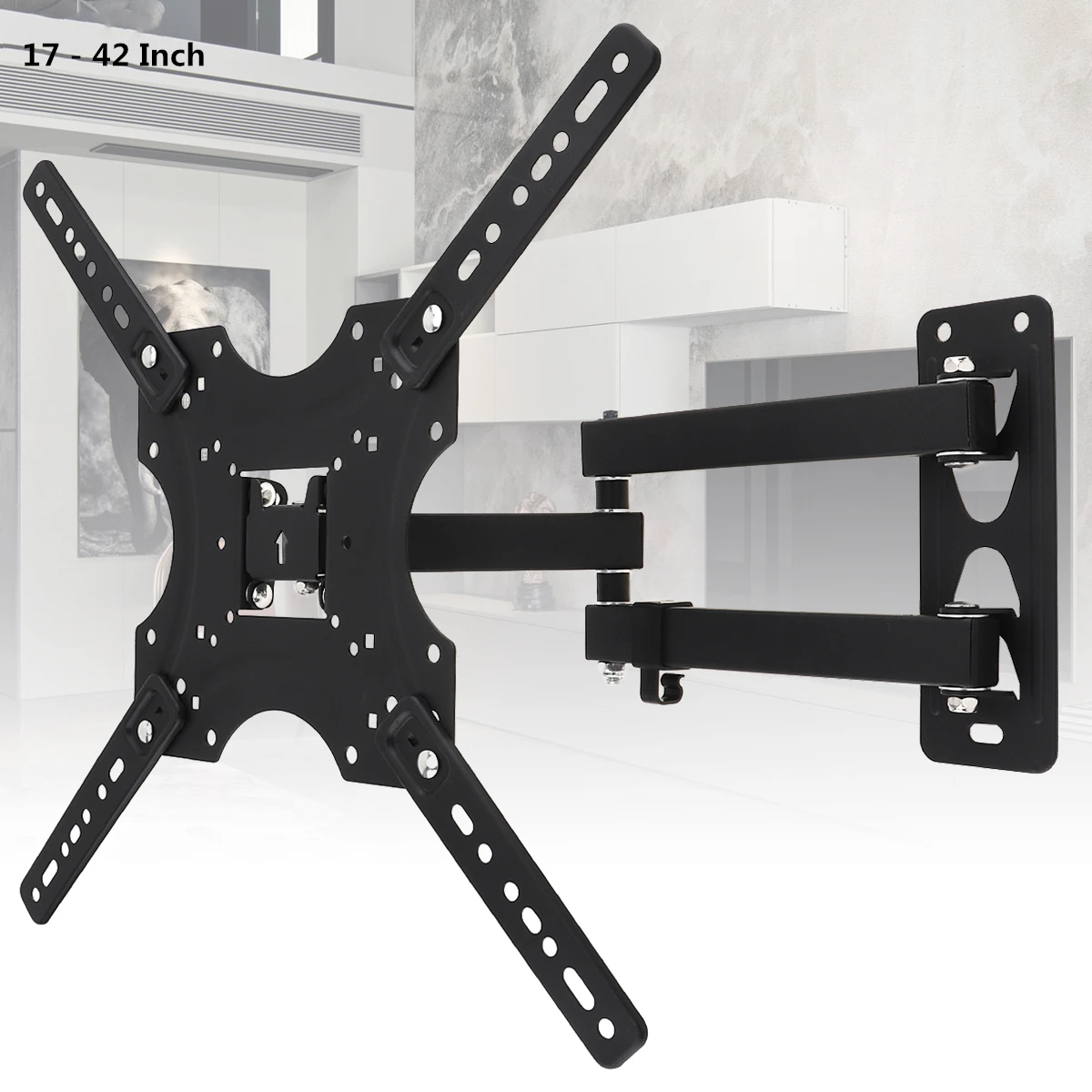 

22KG Adjustable Frosted TV Wall Mount Bracket Flat Panel TV Frame with Small Wrench Cable Clip for 17-42 Inch LCD LED Monitor