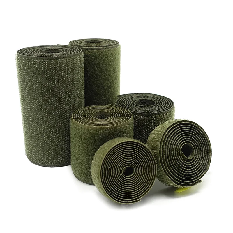 2m*3cm Olive Green  Nylon Hoop and Loop Fastener Tape No Adhesive Sewing Magic Loop Hook Sticker Strip Clothing Stick Tape