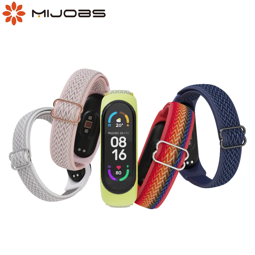 النايلون حزام ل Mi الفرقة 5 6 7 مطاطا معصمه ل شاومي Mi الفرقة 6 حزام ساعة ذكية Miband 5 Correa استبدال سوار NFC