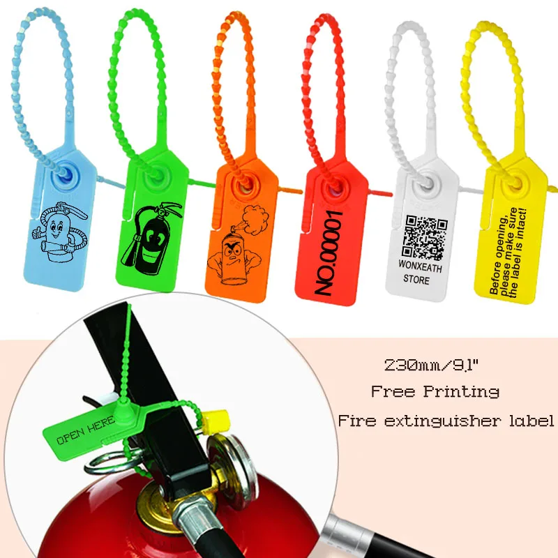 Plastic Fire Extinguisher Seals Disposable Security Beaded Personalized Cable Tie Logistics Garment Labels Tag 230mm 9.1 