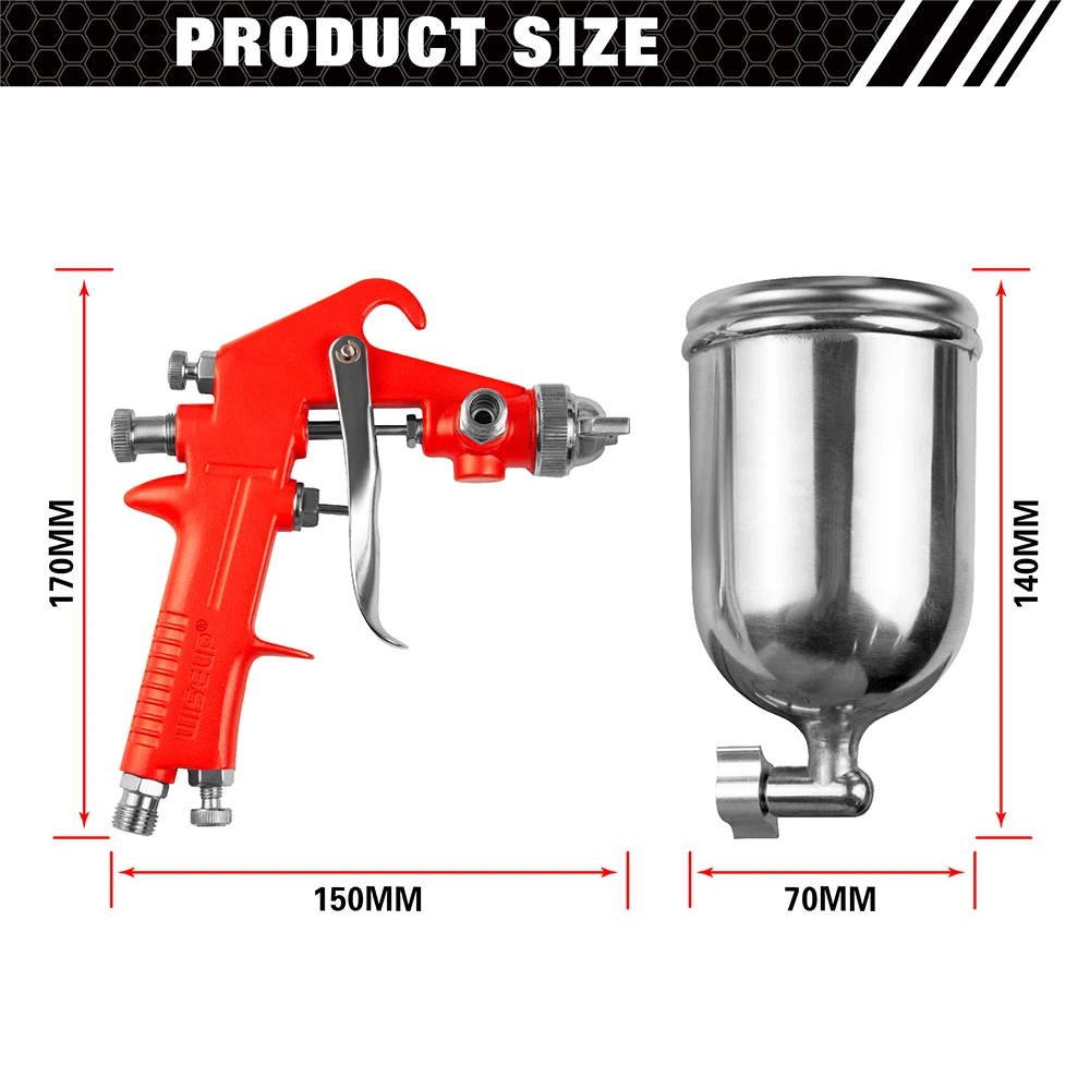WISEUP Professional Sandblasting Gun 1.5mm Nozzle Gravity Spray Gun For Car Painting Sprayer Pneumatic Airbrush DIY Painting Kit
