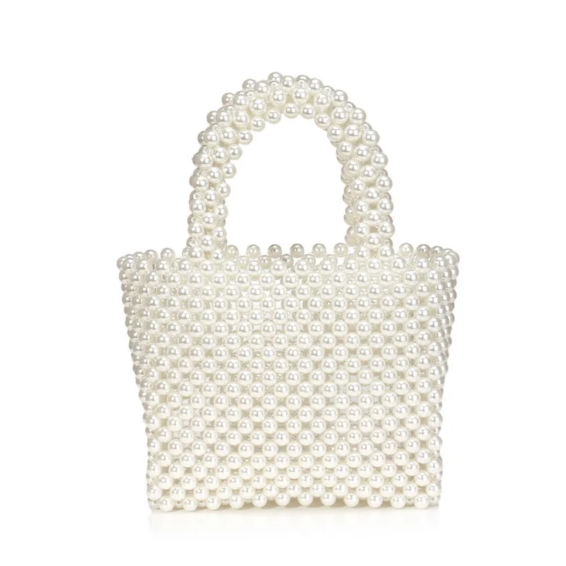 Handmade Pearl Bag Beaded Box Tote Women Party Retro Acrylic Plastic Tote Bag 2020 Summer Luxury Brand Dinner Bag Wholesale