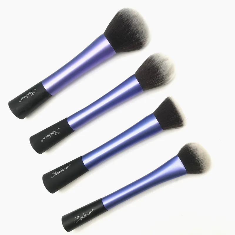 High Quality 4pcs blue Super soft Taklon hair cosmetic brush set for makeup beauty women